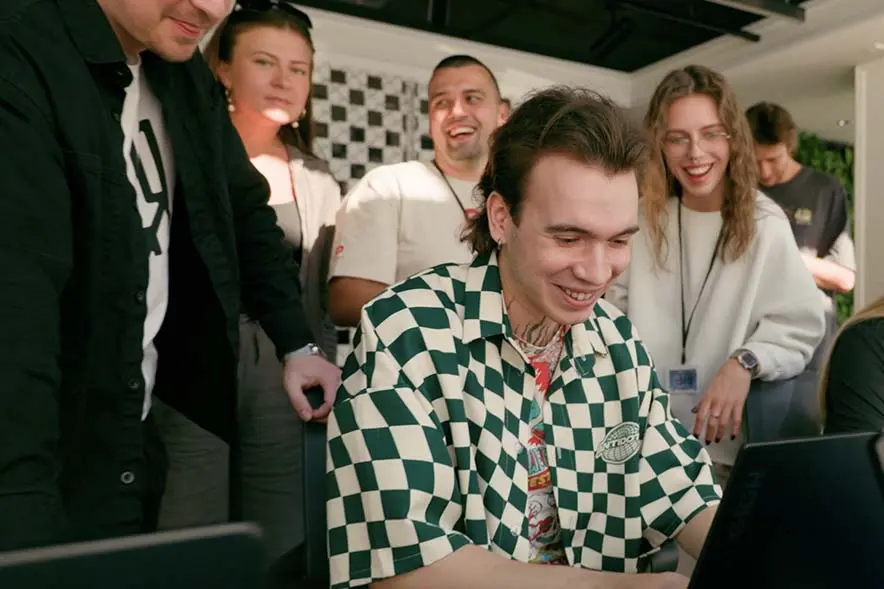 Playamp team celebrating together